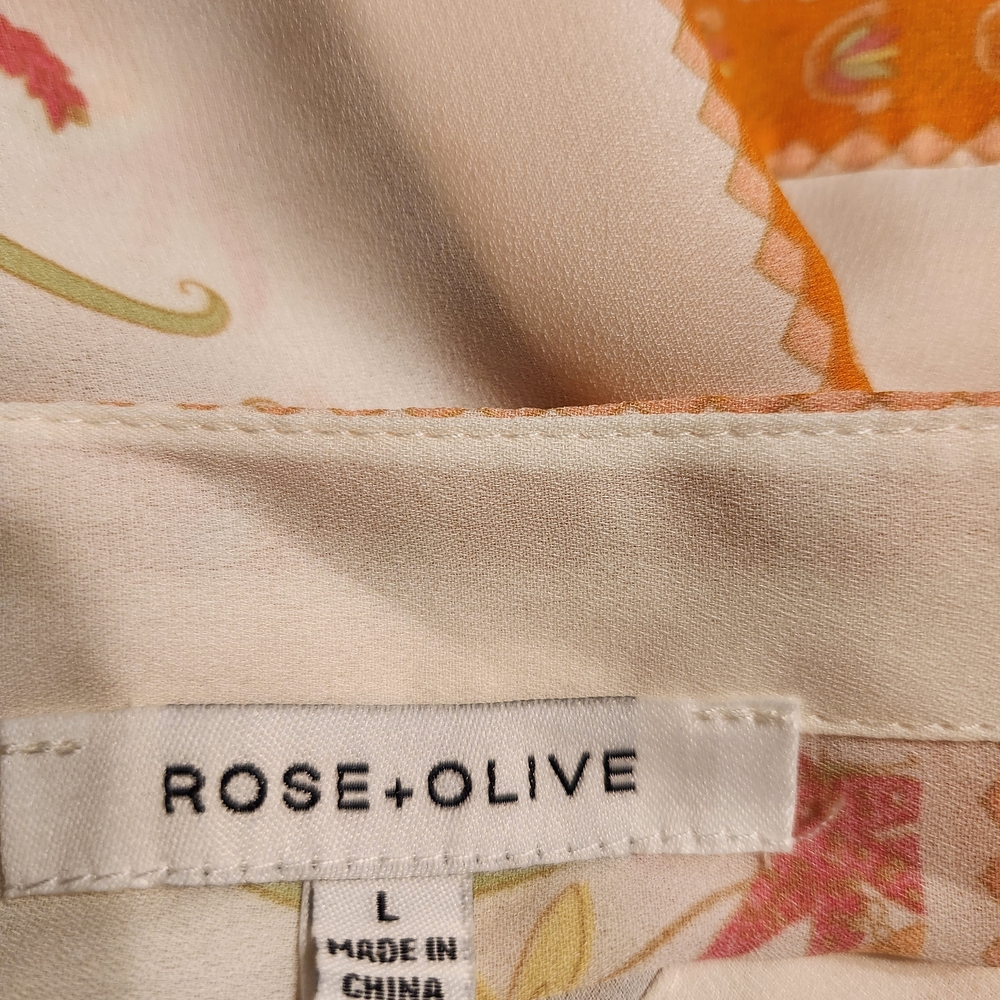 Rose & Olive Floral V-Neck Blouse - Orange & Cream - Picture 4 of 9